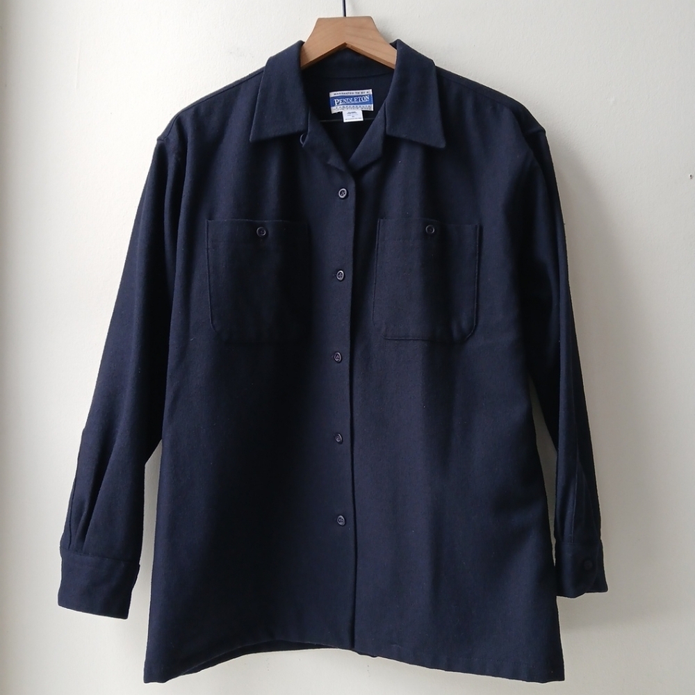 Vintage Pendleton Wool Knockabout Shirt Navy Blue Women's Medium